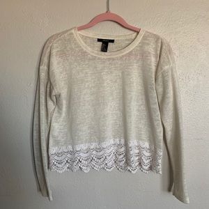 CROPPED WHITE KNIT SWEATER
